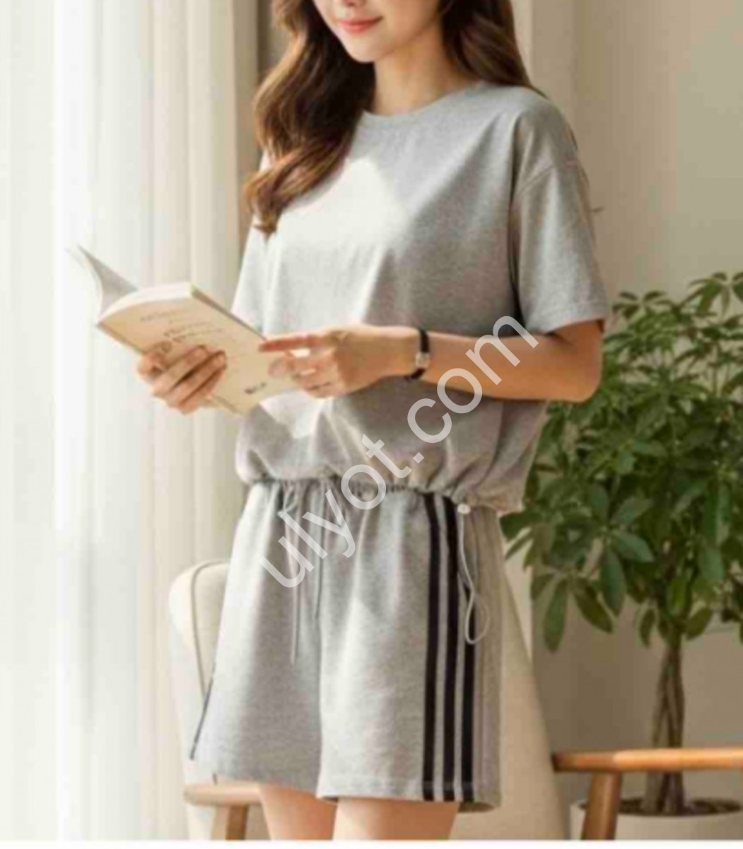 КОСТЮМ (M-XL) СВ.СЕРЫЙ 1091