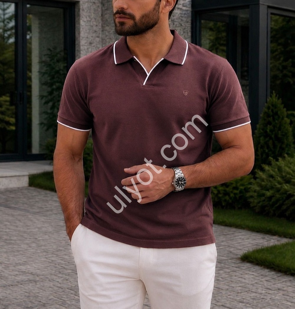 ФУТБОЛКА-ПОЛО VİP STONES (M-2XL) ШОКОЛАД VS-5855