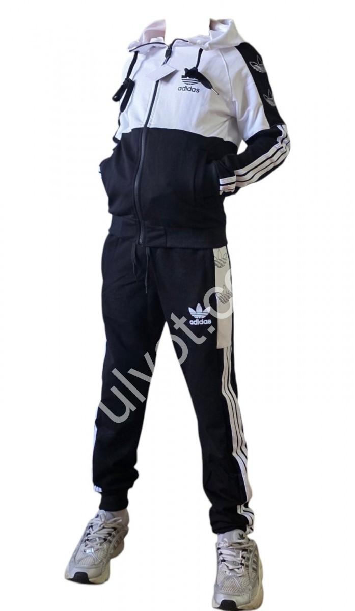 СПОРТ.КОСТЮМ A01 (36-44) МАНЖЕТ ЧЕРНЫЙ+БЕЛЫЙ 