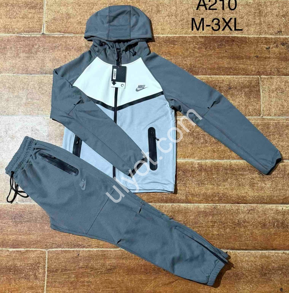 КОСТЮМ N02 (M-3XL) МАНЖЕТ СІРИЙ + БЛАКИТНИЙ A210
