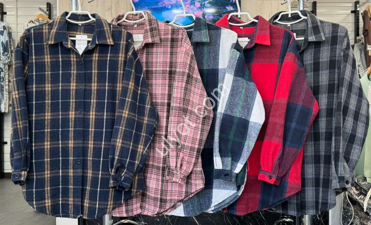 РУБАШКА JJF (3XL-6XL) КОРИЧНЕВЫЙ+Т.СИНИЙ 7765