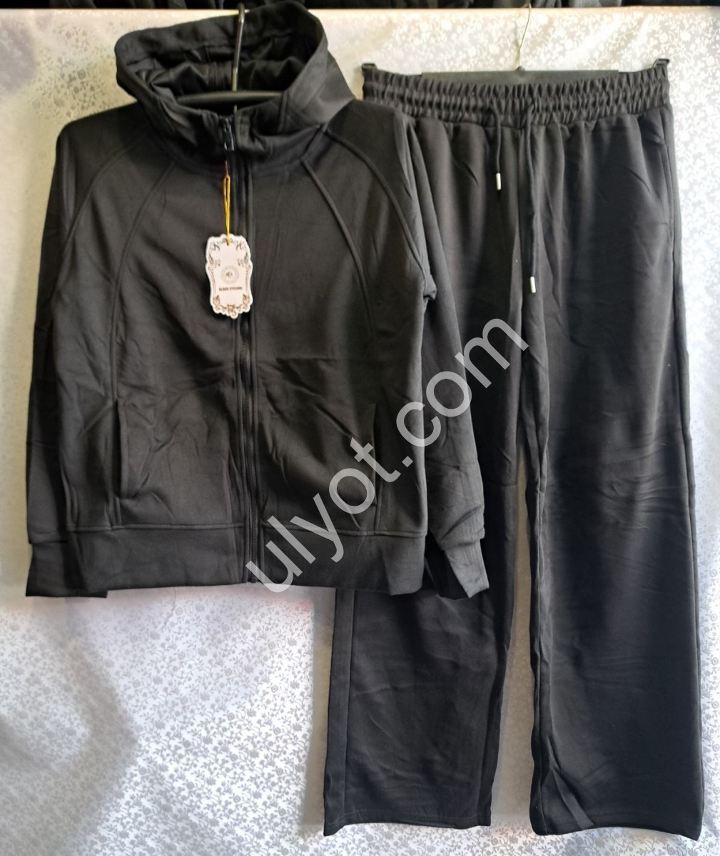 СПОРТ.КОСТЮМ (S-2XL) ПРЯМОЙ ЧЕРНЫЙ 2095