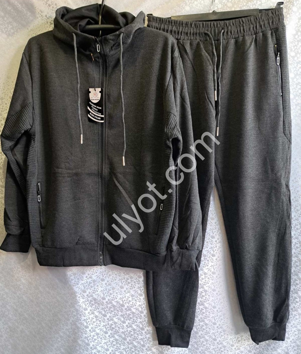 СПОРТ.КОСТЮМ (M-3XL) МАНЖЕТ Т.СЕРЫЙ 2075