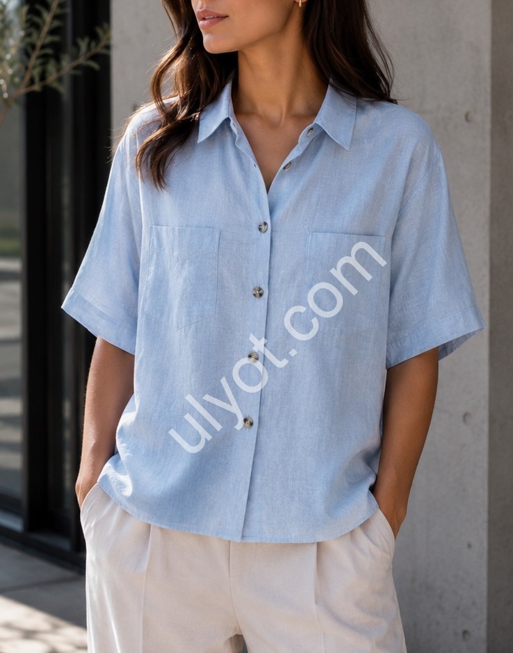 Сорочка (S-XL) БЛАКИТНИЙ R4408