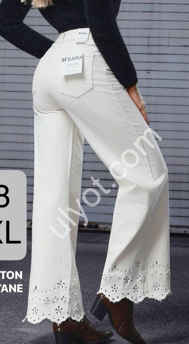 ДЖИНСЫ M.SARA (XS-XL) МОЛОЧНЫЙ 2618