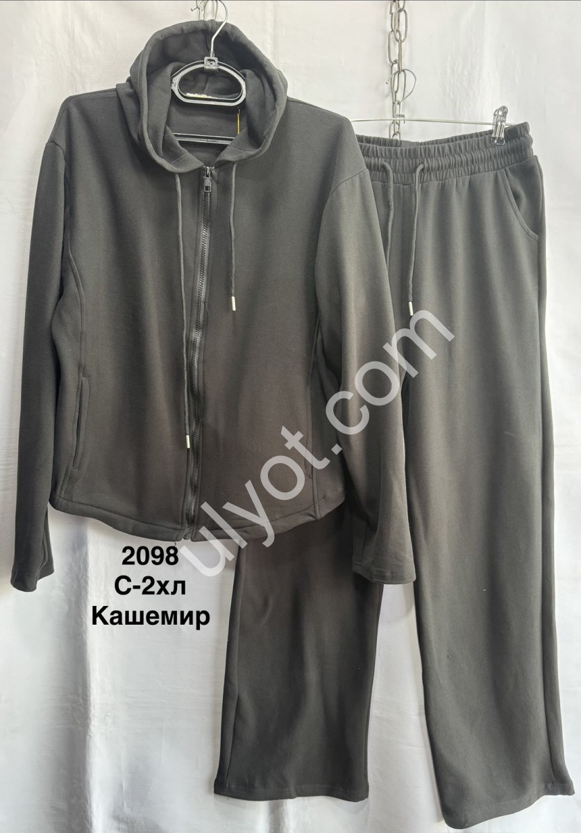 СПОРТ.КОСТЮМ (S-2XL) ПРЯМОЙ ЧЕРНЫЙ 2098