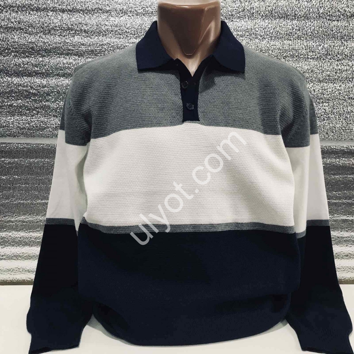 СВИТЕР MJ (M-2XL) СЕРЫЙ+МОЛОЧНЫЙ+ЧЕРНЫЙ 191