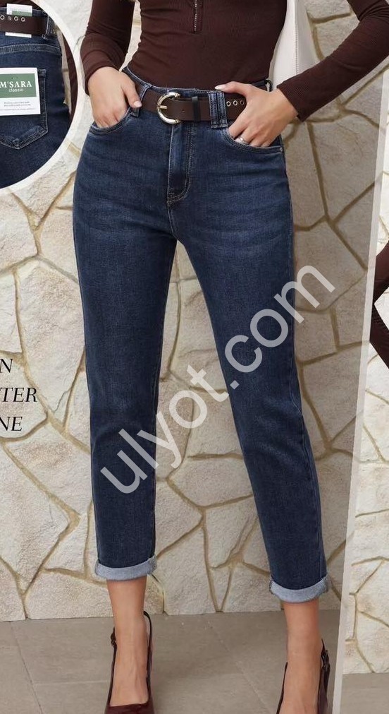 ДЖИНСЫ M.SARA (XS-XL) Т.СИНИЙ 5568