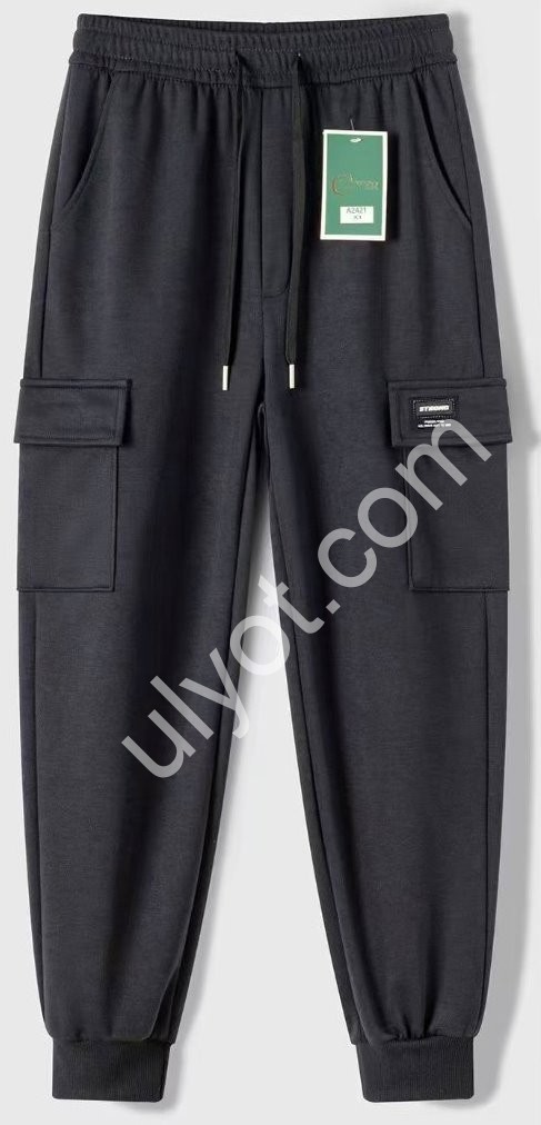 СПОРТ. ШТАНИ (XL-5XL) ФЛІС МАНЖЕТ Т.СИНІЙ 2422