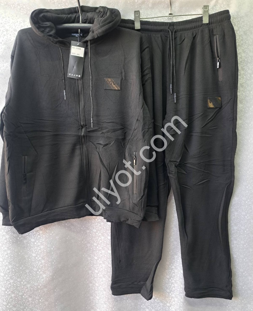 СПОРТ.КОСТЮМ (3XL-7XL) ФЛІС ПРЯМИЙ ЧОРНИЙ 2506