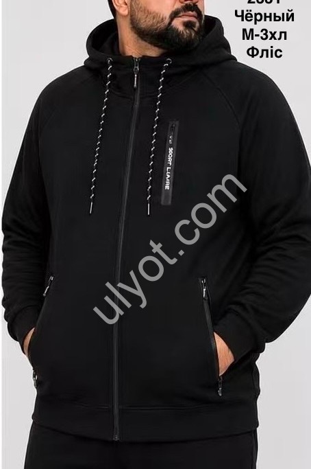 КОФТА (M-3XL) ФЛІС ЧОРНИЙ 2331
