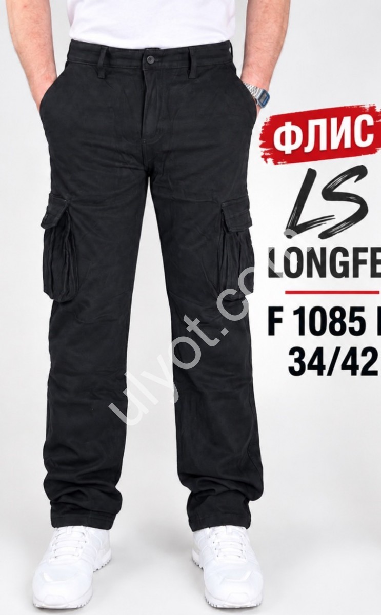 ДЖИНСИ LONGFEI (34-42) ФЛІС ЧОРНИЙ F1085D
