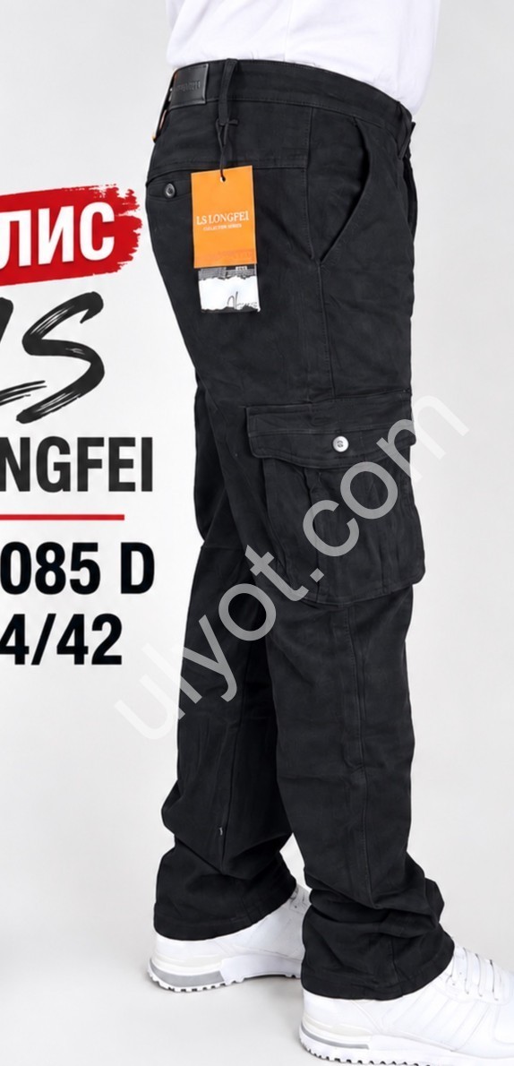 ДЖИНСИ LONGFEI (34-42) ФЛІС ЧОРНИЙ F1085D