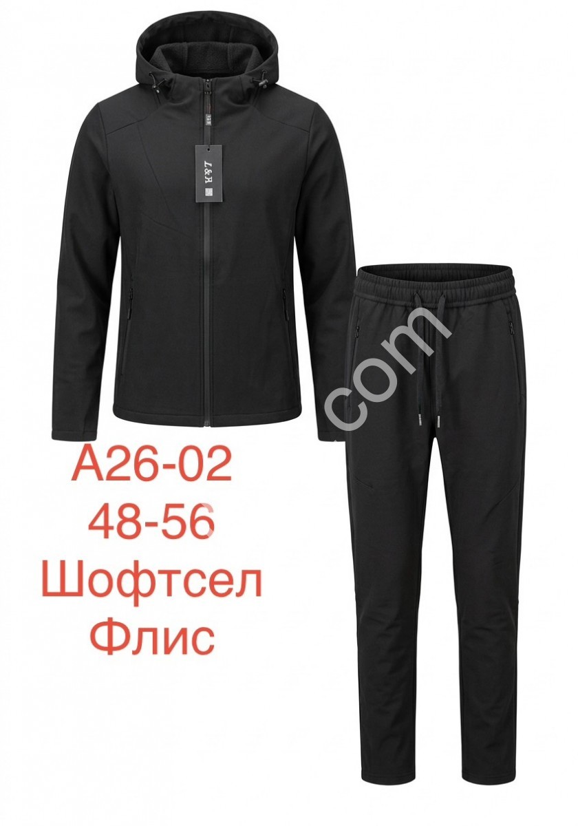 СПОРТ.КОСТЮМ (48-56) ФЛИС ЧЕРНЫЙ A26-02