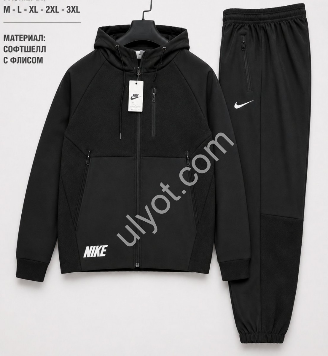 КОСТЮМ N02 (M-3XL) ФЛИС МАНЖЕТ ЧЕРНЫЙ 760