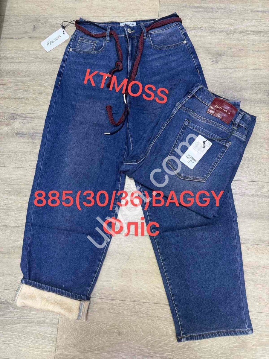 ДЖИНСЫ KT.MOSS (30-36) ФЛИС Т.СИНИЙ 885