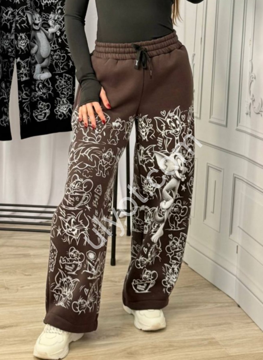 ШТАНЫ (ONE SIZE 42-46) ТОМ И ДЖЕРРИ ФЛИС ШОКОЛАД M99