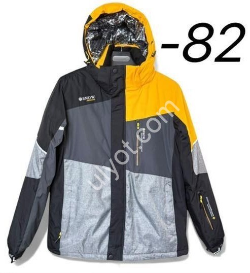 КУРТКА ТЕРМО (M-3XL) СЕРЫЙ+ЧЕРНЫЙ+ЖЕЛТЫЙ 22069-82