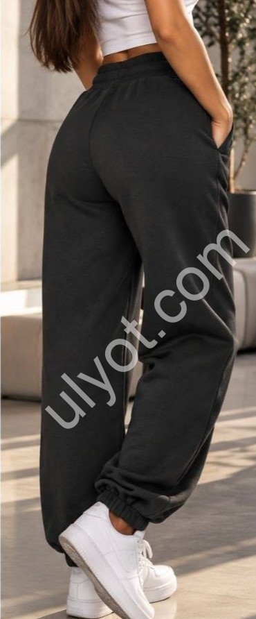 ШТАНЫ (M-3XL) ФЛИС ЧЕРНЫЙ 2181