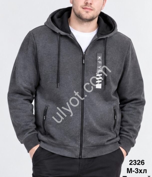 КОФТА (M-3XL) ФЛИС Т.СЕРЫЙ 2326