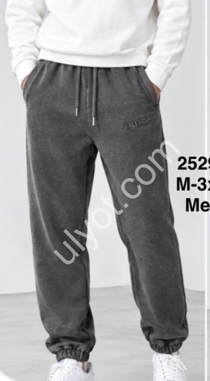 СПОРТ.ШТАНЫ (M-3XL) МЕХ МАНЖЕТ СЕРЫЙ 25298