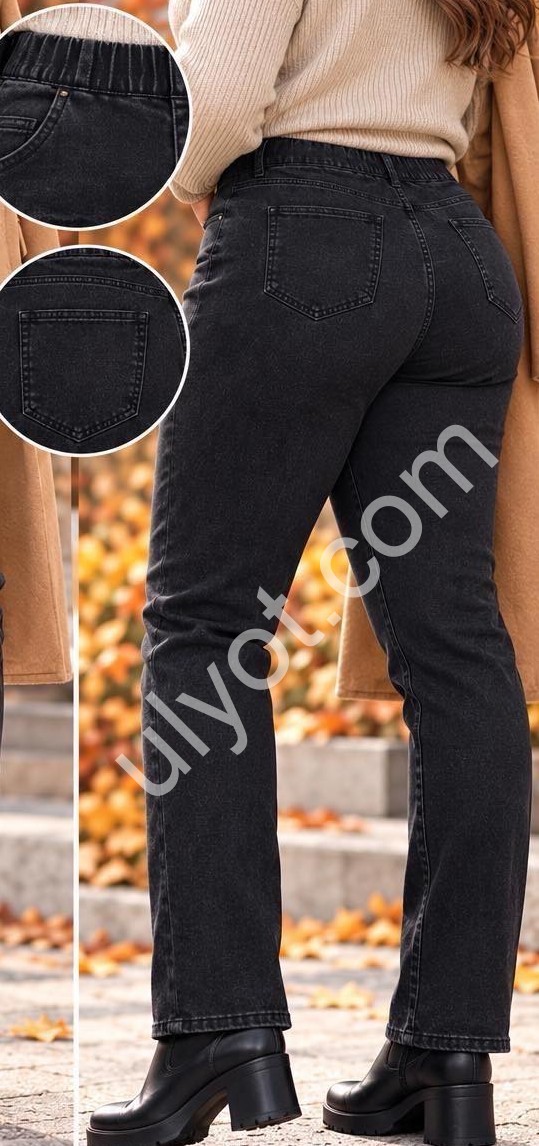 ДЖЕГГИНСЫ M.SARA (L-4XL) БАЙКА ЧЕРНЫЙ 622-B