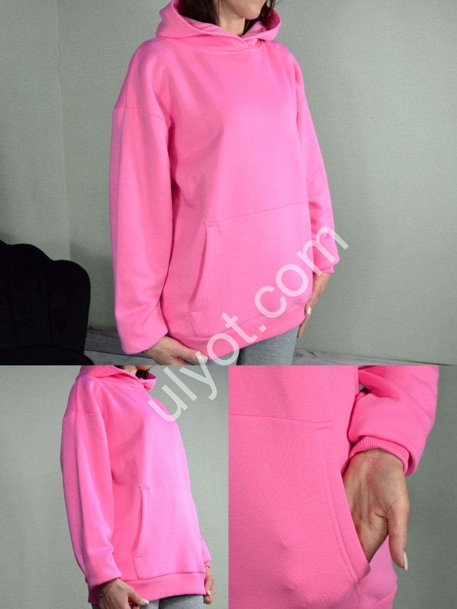 ХУДІ (OVERSIZE 44-52) РОЖОВИЙ ФЛІС 30001