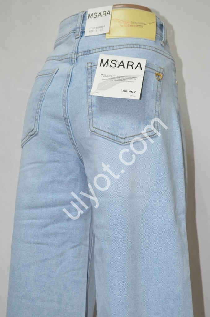 ДЖИНСЫ M.SARA (XS-XL) СВ.ГОЛУБОЙ 9956-6