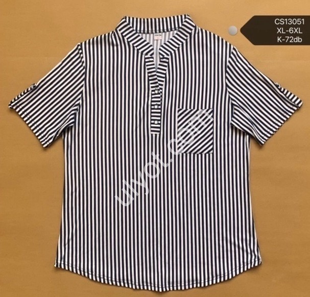 БЛУЗКА (XL-6XL) ЧЕРНЫЙ+БЕЛЫЙ 13051