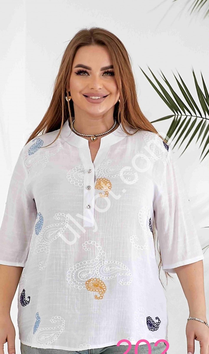 БЛУЗКА (3XL-6XL) ГОЛУБОЙ 202