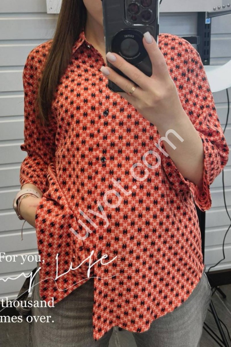 БЛУЗКА (XL-4XL) МОРКОВНИЙ 8807