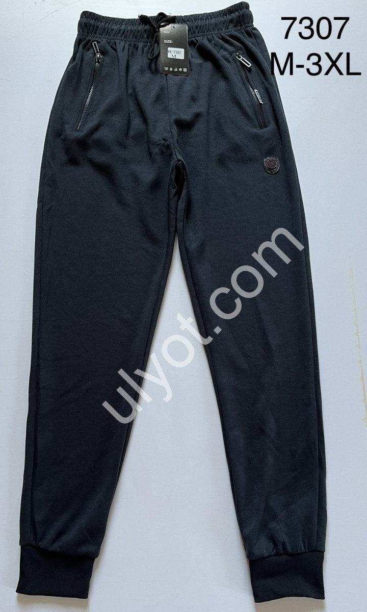 СПОРТ.ШТАНЫ-6 (M-3XL) МАНЖЕТ СИНИЙ 7307
