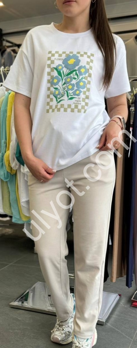 КОСТЮМ (L-3XL) БІЛИЙ+МОЛОЧНИЙ JC-105