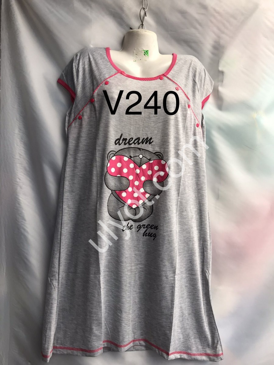 ПІЖАМА (XL-5XL) СІРИЙ+РОЖОВИЙ V240