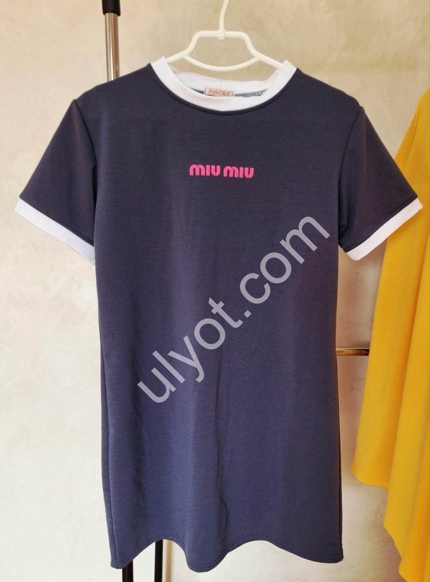 ПЛАТЬЕ-ФУТБОЛКА MIU40 (OVER SIZE) Т.СИНИЙ 2523