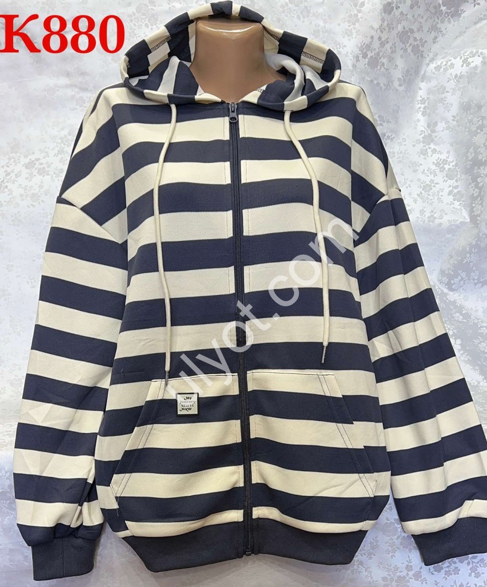 КОФТА (XL-4XL) БЕЖЕВЫЙ+Т.СИНИЙ K880