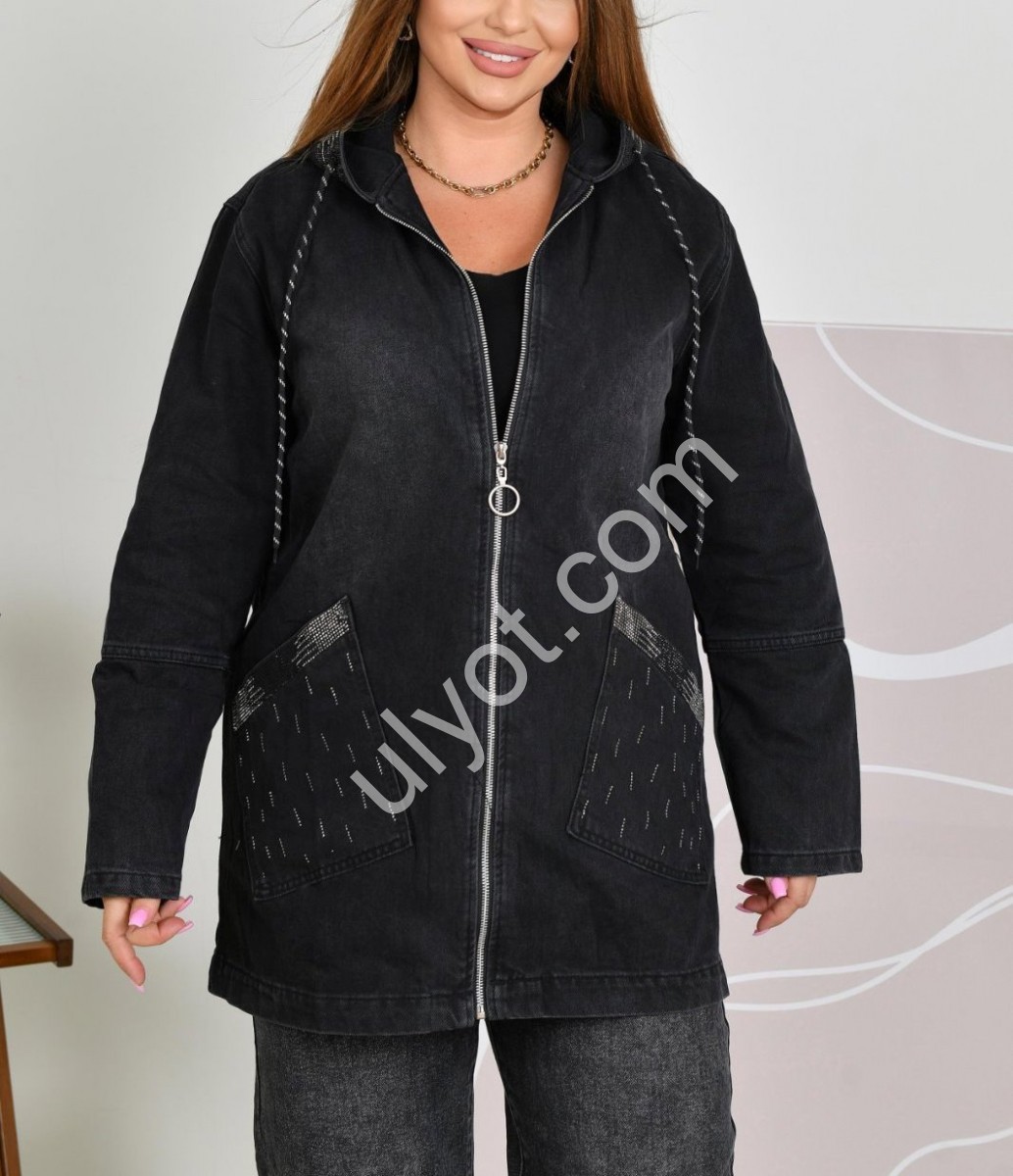 КУРТКА ДЖИНСОВА LIANA (3XL-8XL) ЧОРНИЙ 510