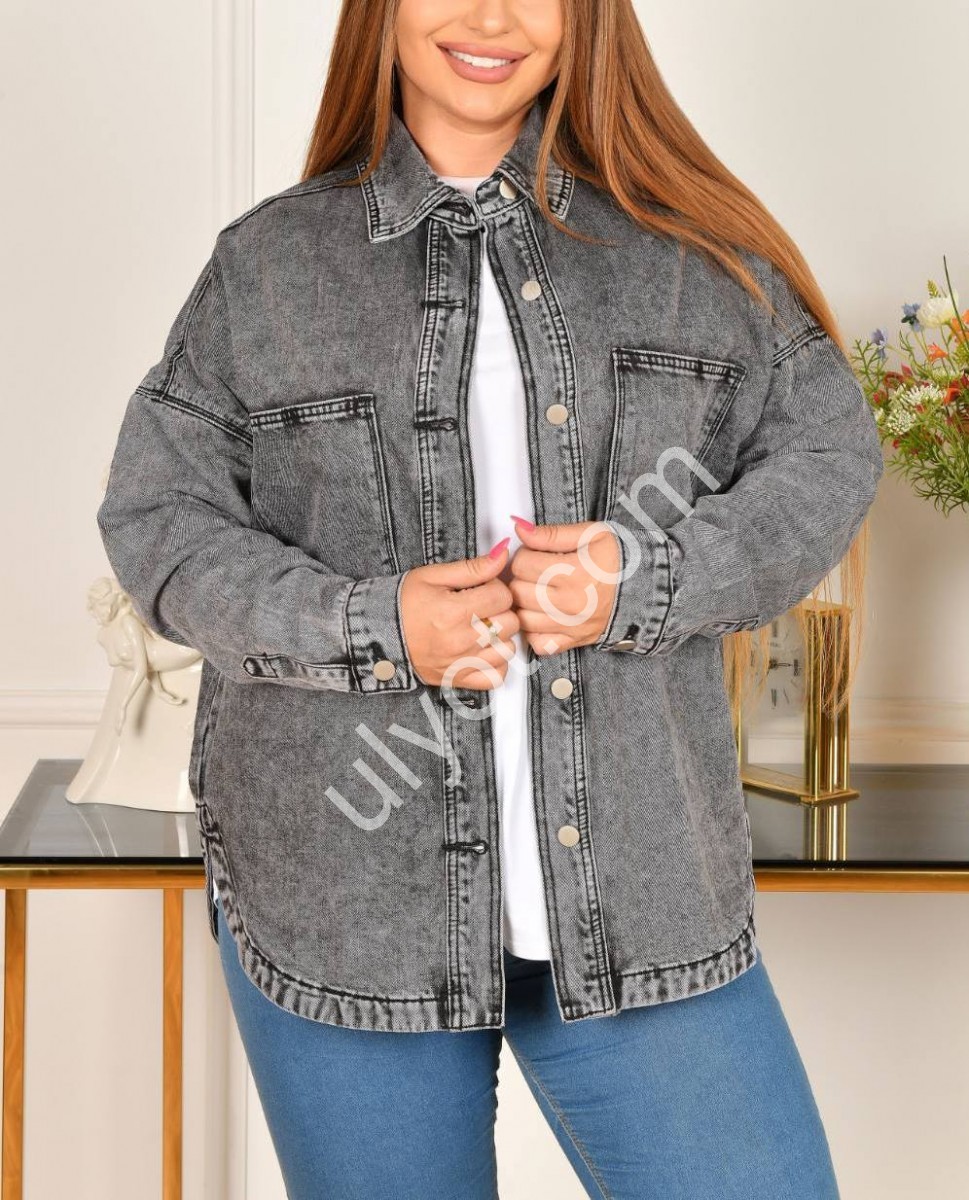 КУРТКА ДЖИНСОВА LIANA (3XL-5XL) ГРАФІТ 470