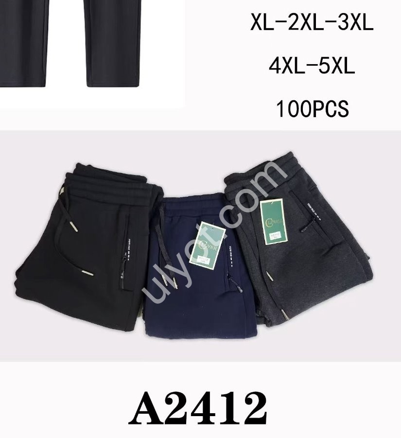 СПОРТ. ШТАНЫ (XL-5XL) ФЛИС ПРЯМОЙ Т.СИНИЙ 2412