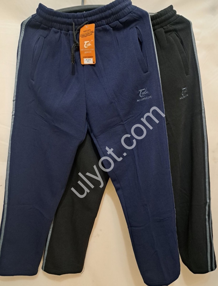 СПОРТ. ШТАНЫ (XL-5XL) ФЛИС ПРЯМОЙ Т.СИНИЙ A2