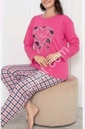 ПИЖАМА (M-2XL) БАЙКА РОЗОВЫЙ 0298