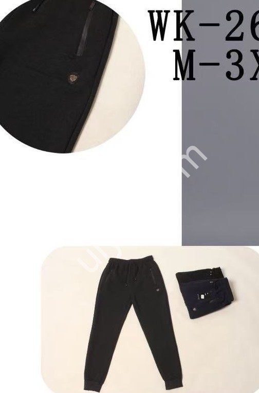 СПОРТ.ШТАНЫ (M-3XL) ФЛИС МАНЖЕТ ЧЕРНЫЙ 2603