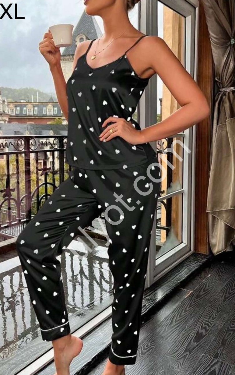 ПІЖАМА ГОРОХ (M-3XL) ЧОРНИЙ 70275