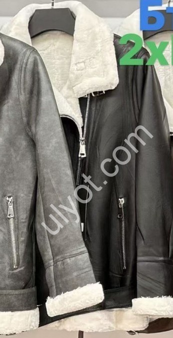 ДУБЛЕНКА (2XL-5XL) ЧЕРНЫЙ + МЕХ БЕЛЫЙ 818D