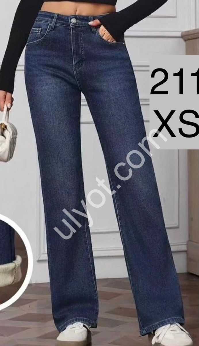 ДЖИНСИ M.SARA (XS-XL) Хутро Т.СИНІЙ 2115-2