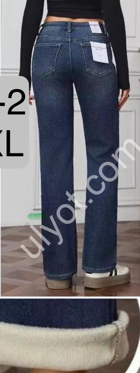 ДЖИНСИ M.SARA (XS-XL) Хутро Т.СИНІЙ 2115-2