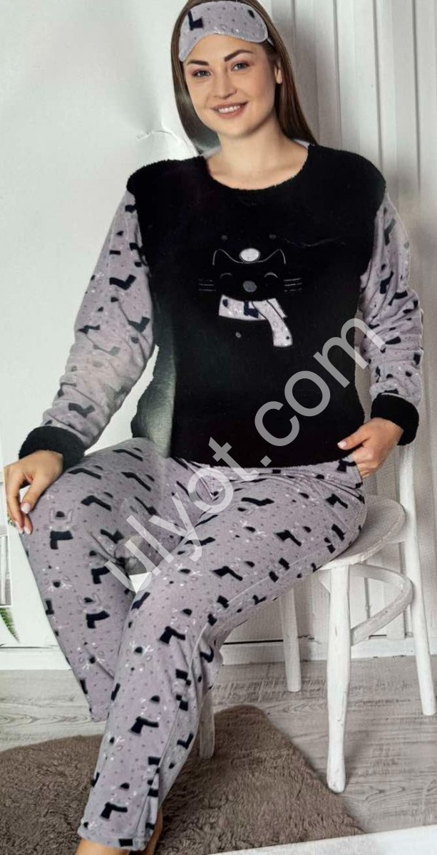 ПИЖАМА (XL-4XL) МАХРА ЧЕРНЫЙ 02159