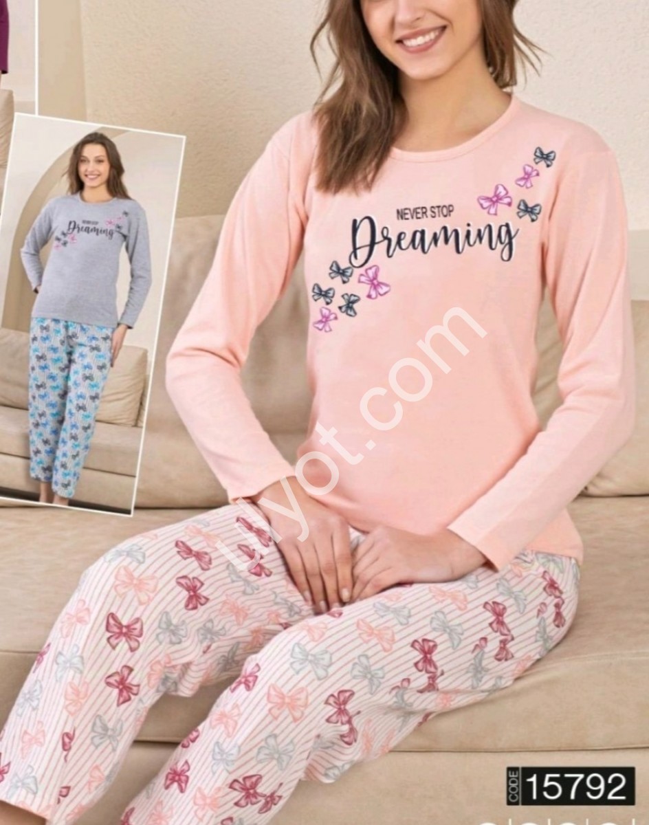 ПІЖАМА (M-3XL) БАЙКА РОЖОВИЙ 15792