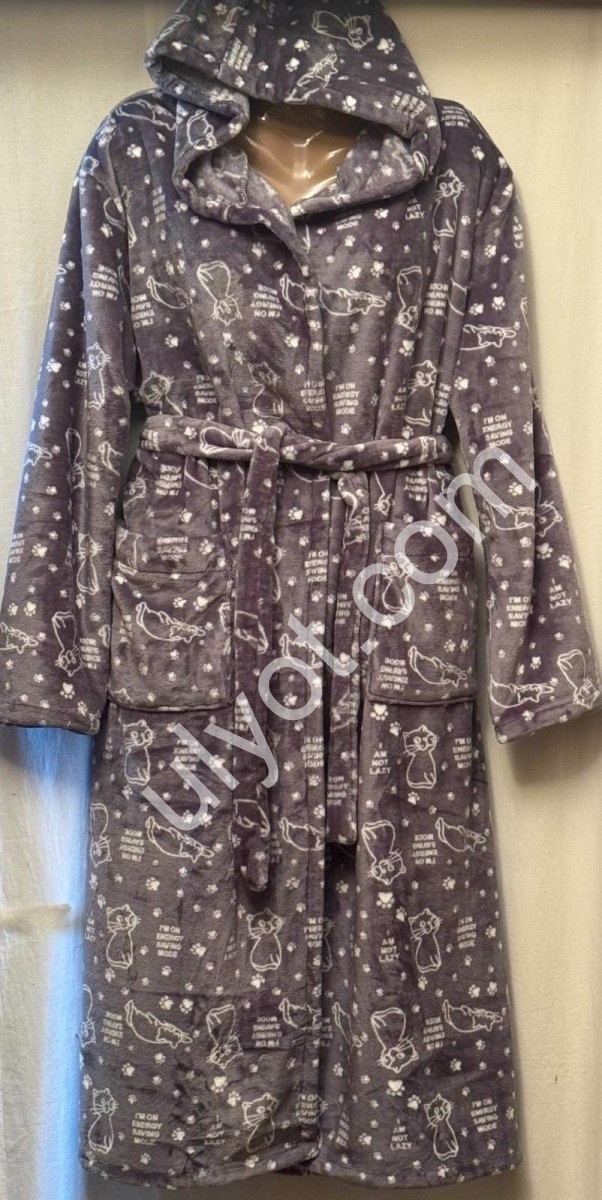 ХАЛАТ КОТЫ (56-60) МАХРА СЕРЫЙ 