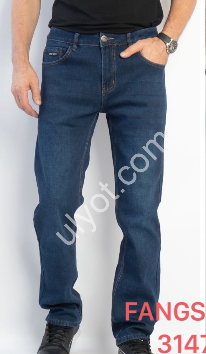 ДЖИНСЫ FANGSIDA (32-42) ФЛИС Т.СИНИЙ 3147